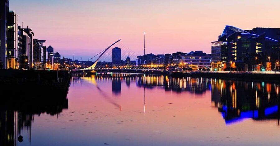 Dublin: Big Bus Panoramic Night Tour with Live Guide - Dublin at night from an open-top double-decker view