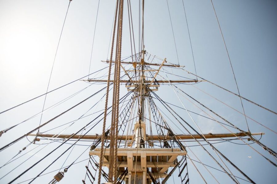 Dublin: Jeanie Johnston Tall Ship Irish Famine History Tour - On the upper deck: masts, ship history, and Docklands views